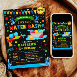 Water Bash Zomer Jongen Verjaardagsfeestje Kaart