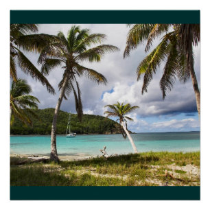 Water Beach Tropische Groene Natuur Naam Personali Perfect Poster