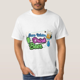 "Water besparen, bier drinken" Grappig T-shirt