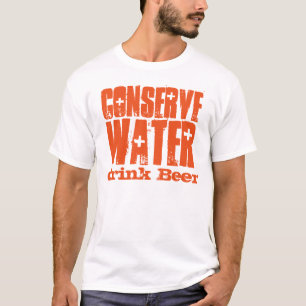 Water besparen bier drinken grappig t-shirt