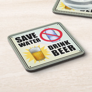 Water besparen - Bier drinken Onderzetter