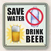 Water besparen - Bier drinken Onderzetter (Voorkant)