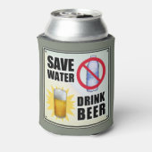 Water besparen - Drink bier Blikjeskoeler (Blikje Achterkant)