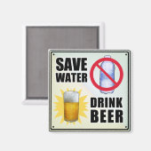 Water besparen - Drink bier Magneet (Voorkant / Achterkant)