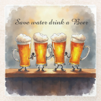 Water Besparen, Drink een Bier Glazen Onderzetter