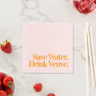 Water besparen. Drink Veuve. Cocktail servetten