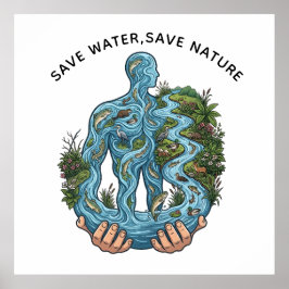 Water Besparen Natuur Behouden Milieubewust Milieu Poster