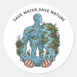 Water Besparen Natuur Behouden Milieubewust Milieu Ronde Sticker