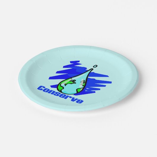 Water besparen papieren bordje (Gekanteld)