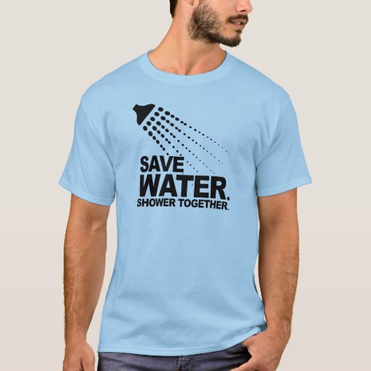 WATER BESPAREN. SAMEN DUSHEN. T-SHIRT (Voorkant)