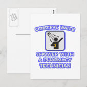 Water besparen ... Shower met Pharmacy Tech Briefkaart (Voorkant / Achterkant)