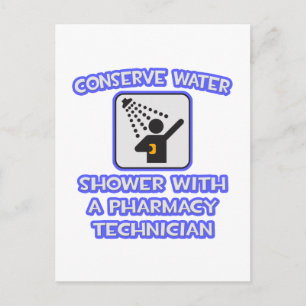 Water besparen ... Shower met Pharmacy Tech Briefkaart