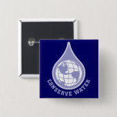 Water besparen vierkante button 5,1 cm (Voorkant /achterkant)