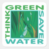 Water besparen vierkante sticker (Voorkant)