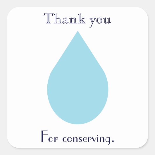 Water besparen vierkante sticker (Voorkant)