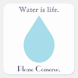 Water besparen vierkante sticker