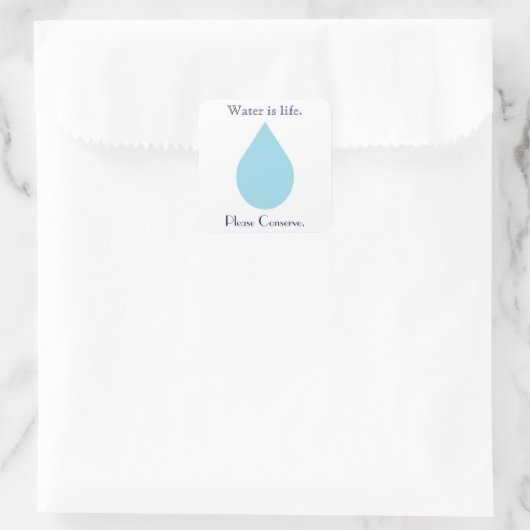 Water besparen vierkante sticker (Tas)