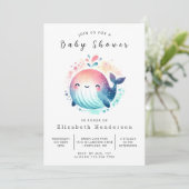 Water bewerkbaar Whale Baby shower Kaart (Staand voorkant)