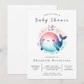 Water bewerkbaar Whale Baby shower Kaart (Voorkant / Achterkant)