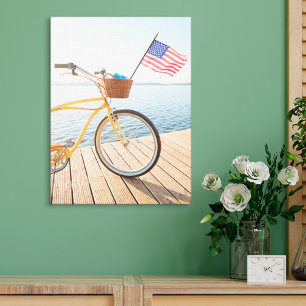 Water Bicycle By the Lake Canvas Afdruk