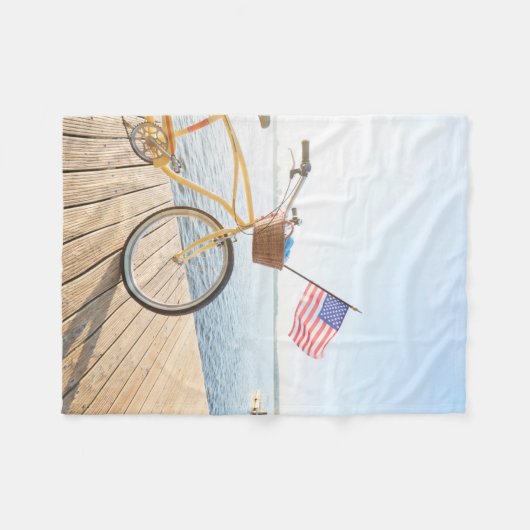 Water | Bicycle By the Lake Fleece Deken (Voorkant (Horizontaal))