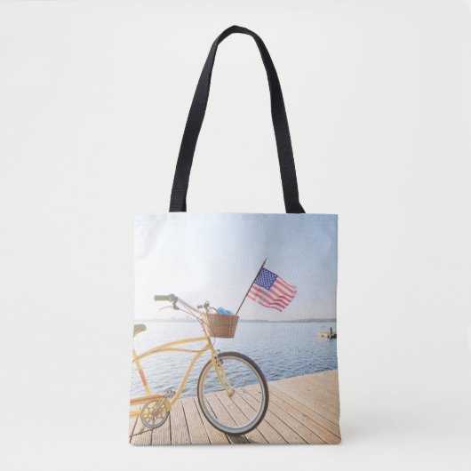 Water | Bicycle By the Lake Tote Bag (Voorkant)