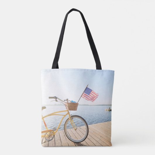 Water | Bicycle By the Lake Tote Bag (Achterkant)