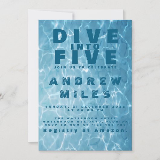 Water Birthday Splash Pool Summer Celebrate Kaart (Voorkant)