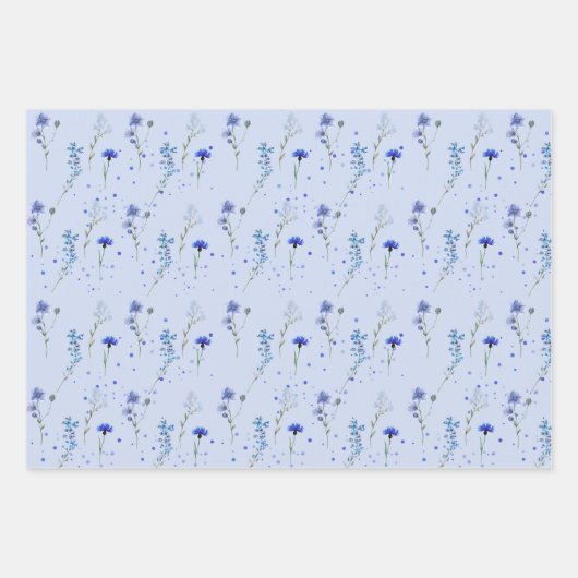 Water Blau Wilde Bloem Bruiloft  Inpakpapier Vel (Voorkant 2)