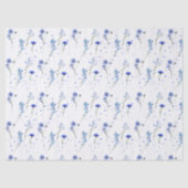Water Blau Wilde Bloem Bruiloft Tissuepapier (Voorkant)