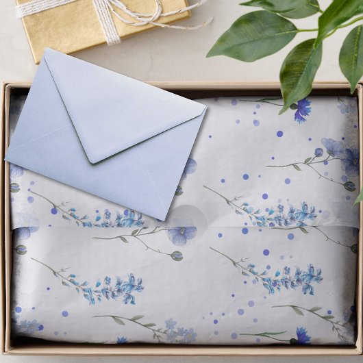 Water Blau Wilde Bloem Bruiloft Tissuepapier