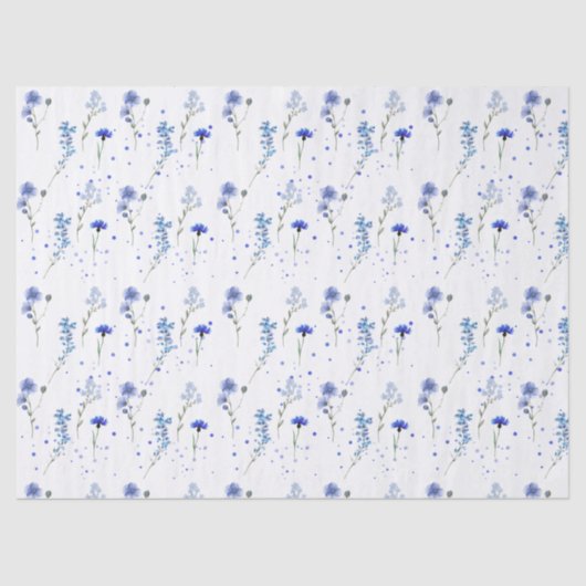 Water Blau Wilde Bloemen Bruiloft  Tissuepapier (Voorkant)