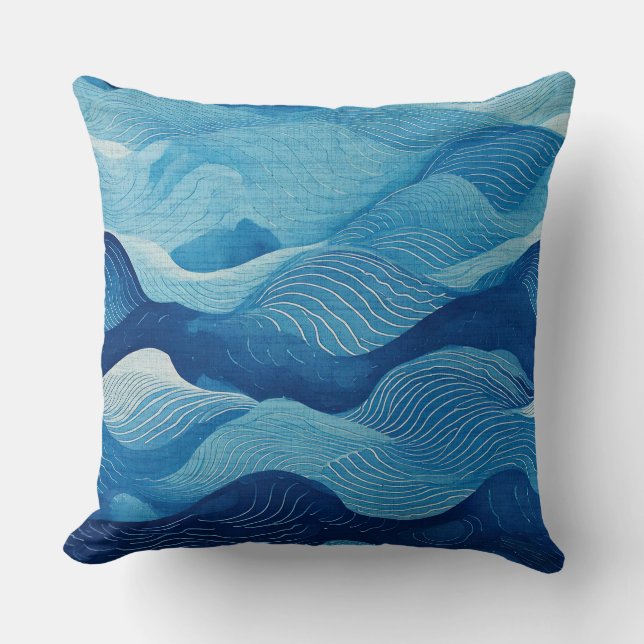 water blauw patroon kussen (Voorkant)