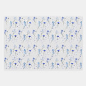 Water Blauwe Wilde Bloem Bruiloft  Inpakpapier Vel (Voorkant 3)