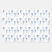 Water Blauwe Wilde Bloem Bruiloft  Inpakpapier Vel (Voorkant)