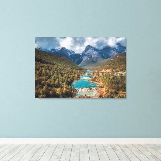 Water | Blue Moon Lake, China Canvas Afdruk (Insitu (Houten vloer))