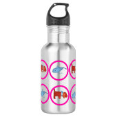 Water Bottle - Circles with Whale and Dog Waterfles (Voorkant)