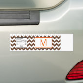 Water Bottle Label Bruin Sinaasappel Chevron Naam Bumpersticker (Op auto)