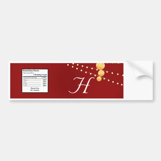Water Bottle Label Papieren Lantaarns op Rood Chin Bumpersticker (Voorkant)
