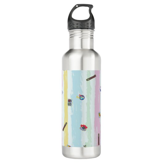 Water Bottle – Sports & Stripes Pastel Racing  Waterfles (Voorkant)