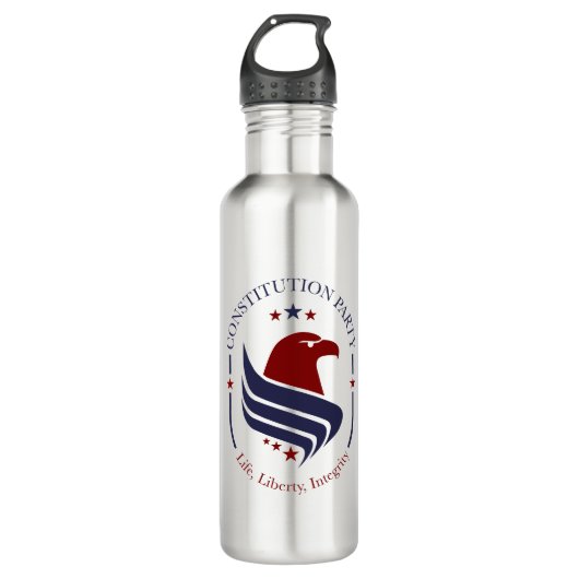 Water bottle, stainless steel, Constitution Party Waterfles (Voorkant)