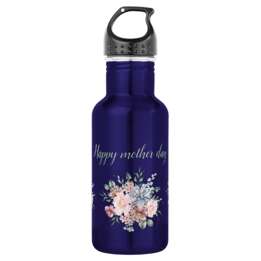 Water Bottle with Bold Floral Motif and Heartfelt  Waterfles (Voorkant)