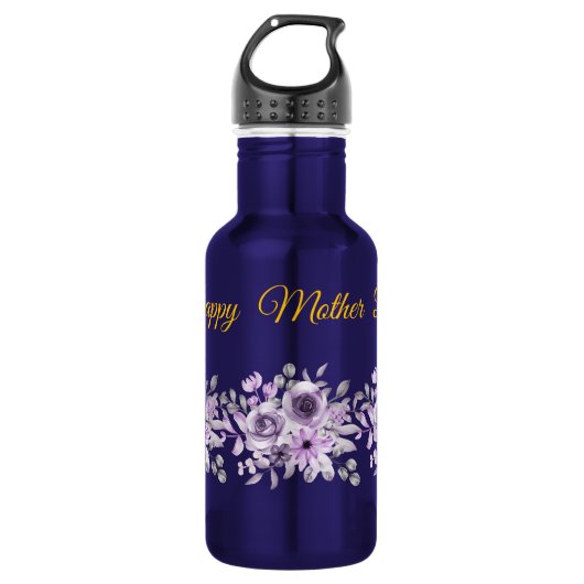 Water Bottle with Floral Arrangement and Mother's  Waterfles (Voorkant)