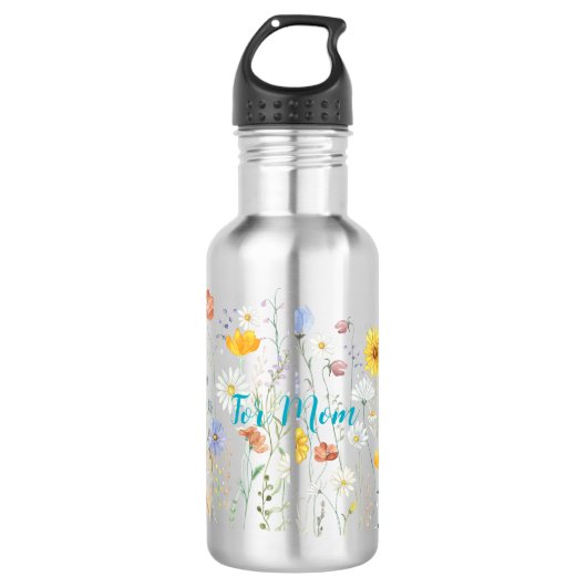 Water Bottle with Garden Design and Mother's Day Q Waterfles (Voorkant)