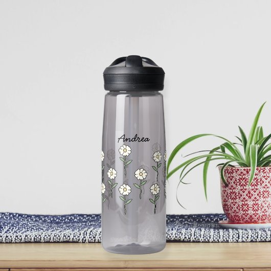 Water bottle with pretty daisy flowers waterfles