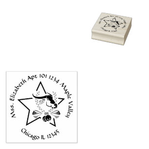 Water Buffalo Carabao in een Black Star Home-adres Rubberstempel