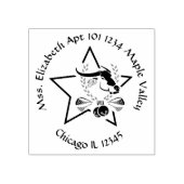 Water Buffalo Carabao in een Black Star Home-adres Rubberstempel (Afrduk)