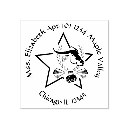 Water Buffalo Carabao in een Black Star Home-adres Rubberstempel (Afrduk)