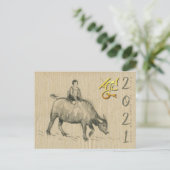Water Buffalo Chinees Ox 2021 PostC Briefkaart (Staand voorkant)
