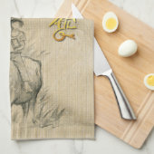 Water Buffalo Kind Chinees Ox Jaar 2021 kiest c KT Theedoek (Quarter Fold)